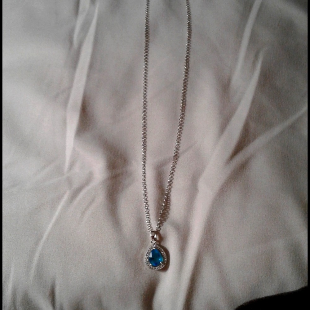 Blue topaz with white CZ, Never worn